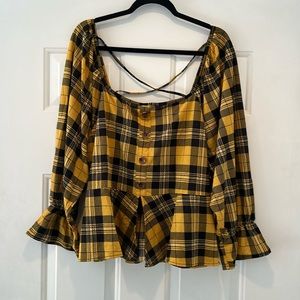 Pretty Plaid Blouse - off shoulder